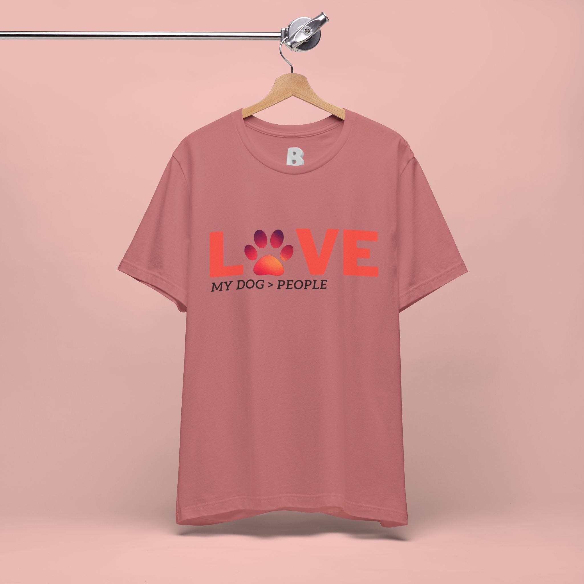 Dog Lover Tee - "LOVE My Dog > People" Paw Print Graphic T-Shirt