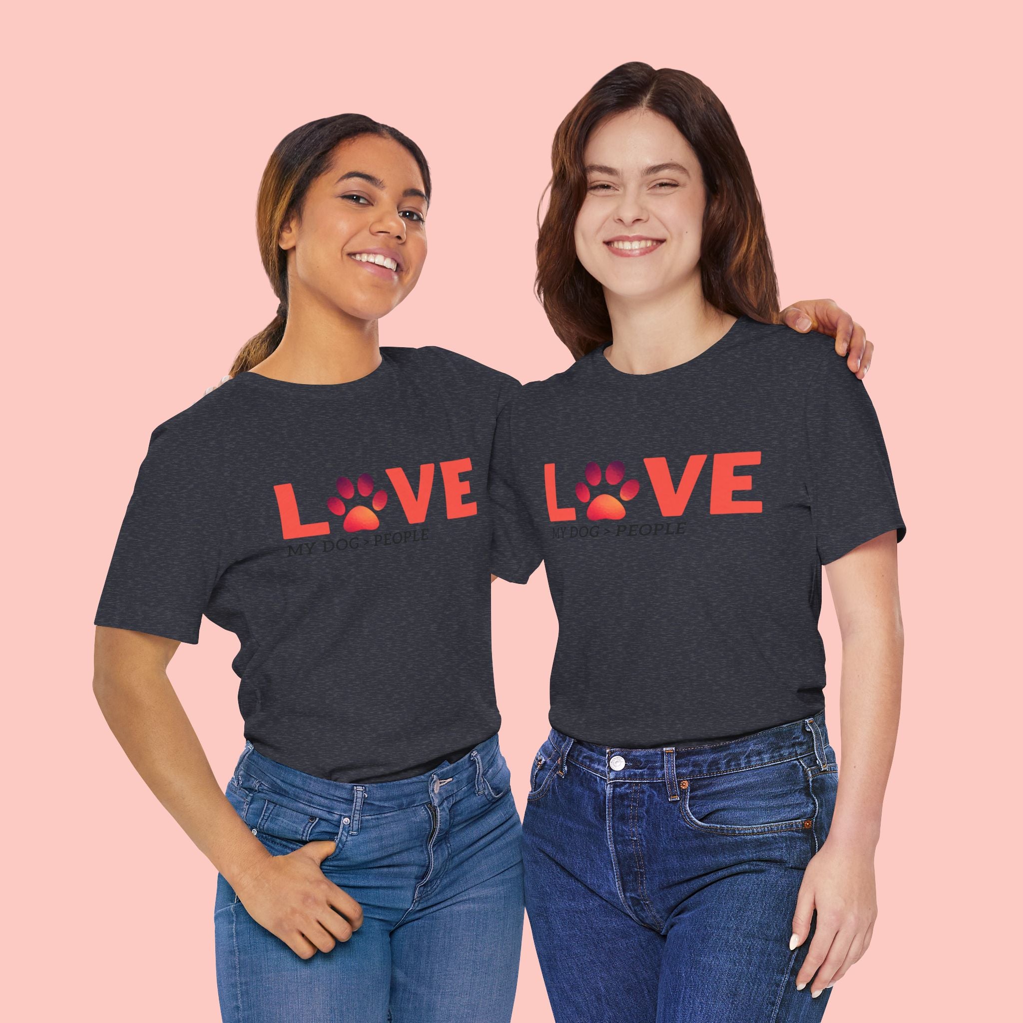 Dog Lover Tee - "LOVE My Dog > People" Paw Print Graphic T-Shirt