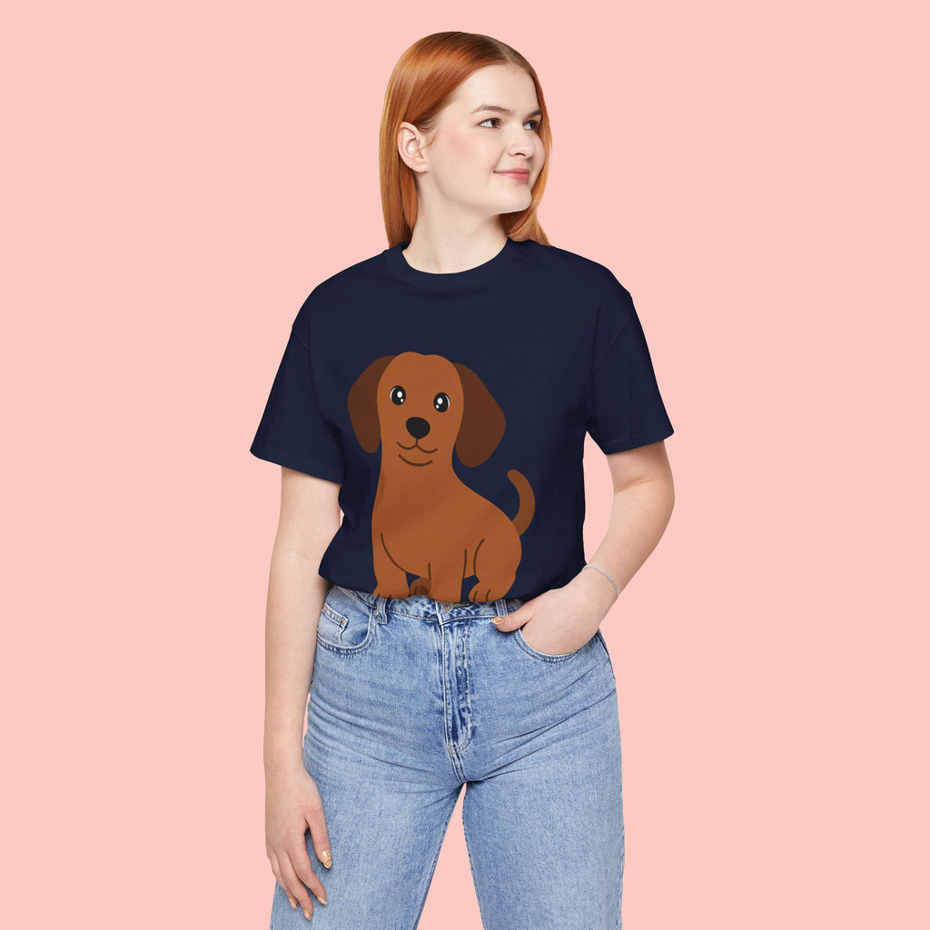 Dachshund Puppy Graphic T-Shirt — Cute Brown Dog Tee