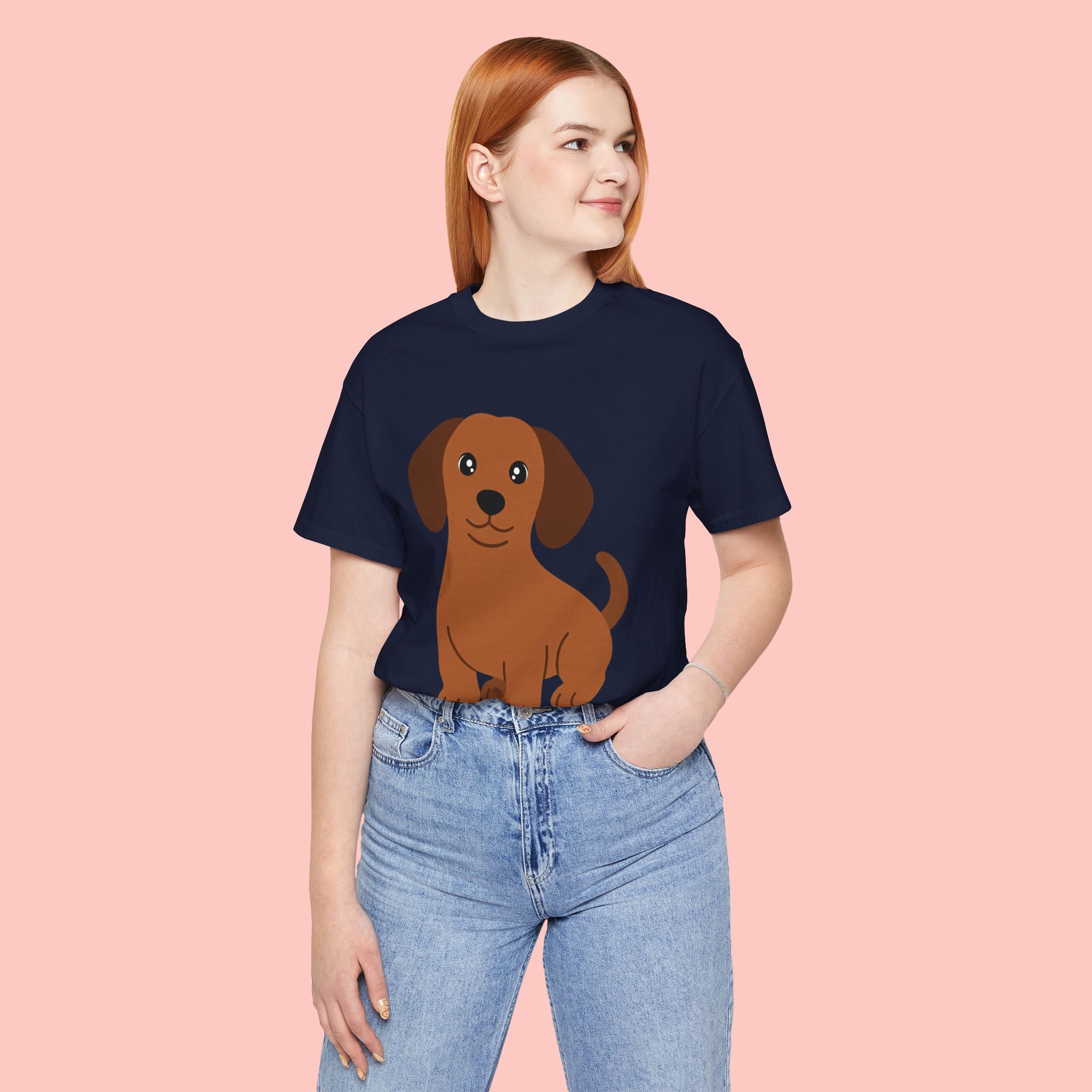 Dachshund Puppy Graphic T-Shirt — Cute Brown Dog Tee