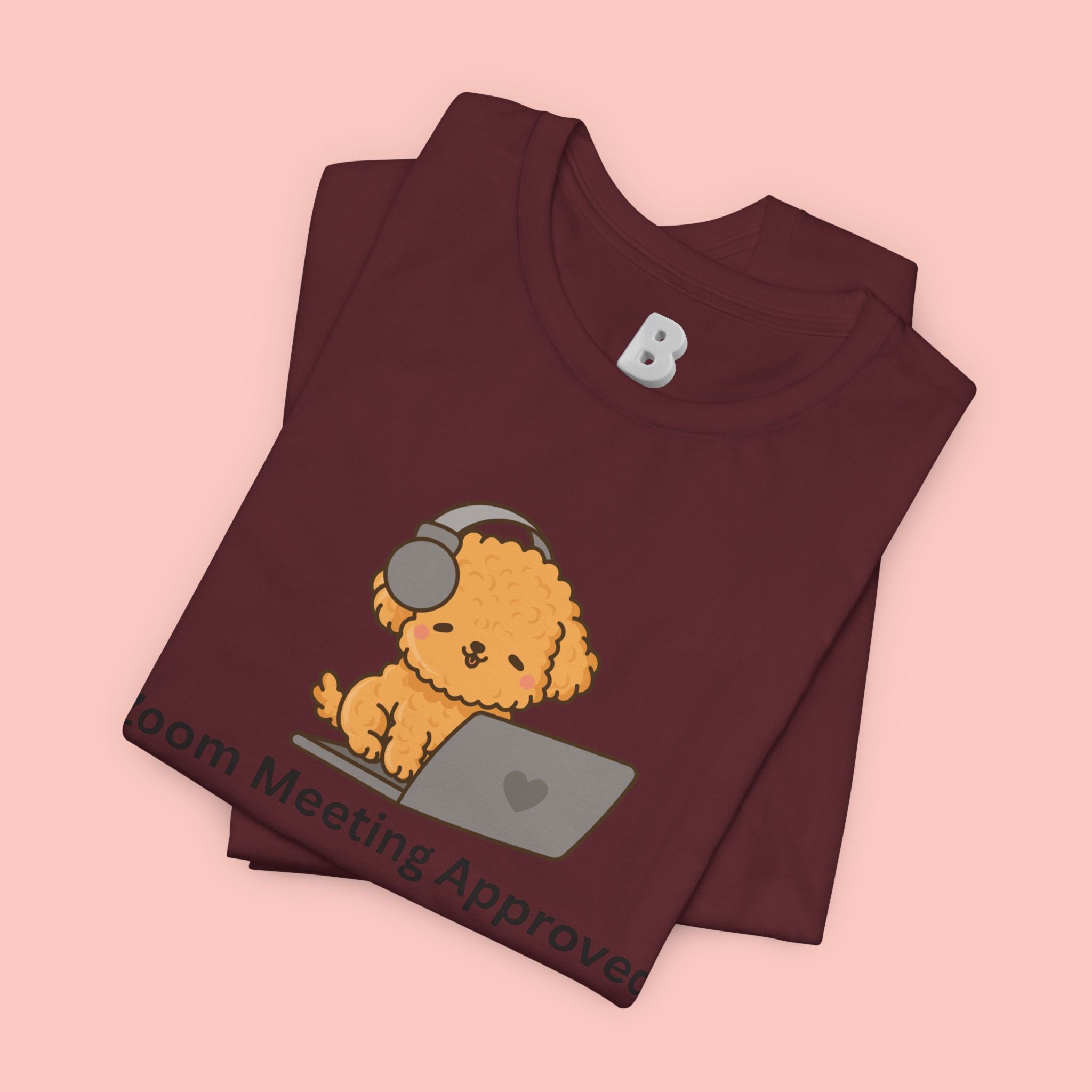 Zoom Meeting Approved Tee — Cute Puppy with Headset Laptop Graphic