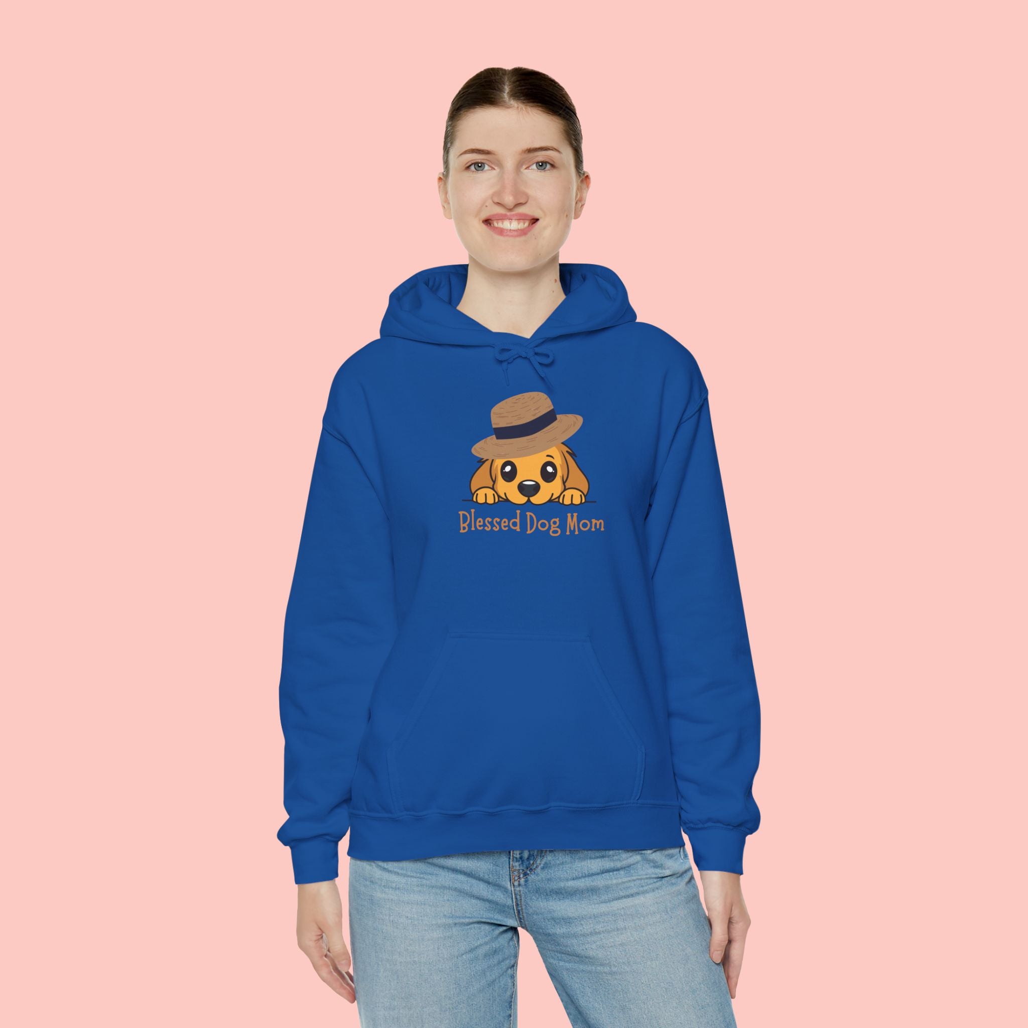 Dog Mom Hoodie - "Blessed Dog Mom" Cute Puppy Hat Sweatshirt