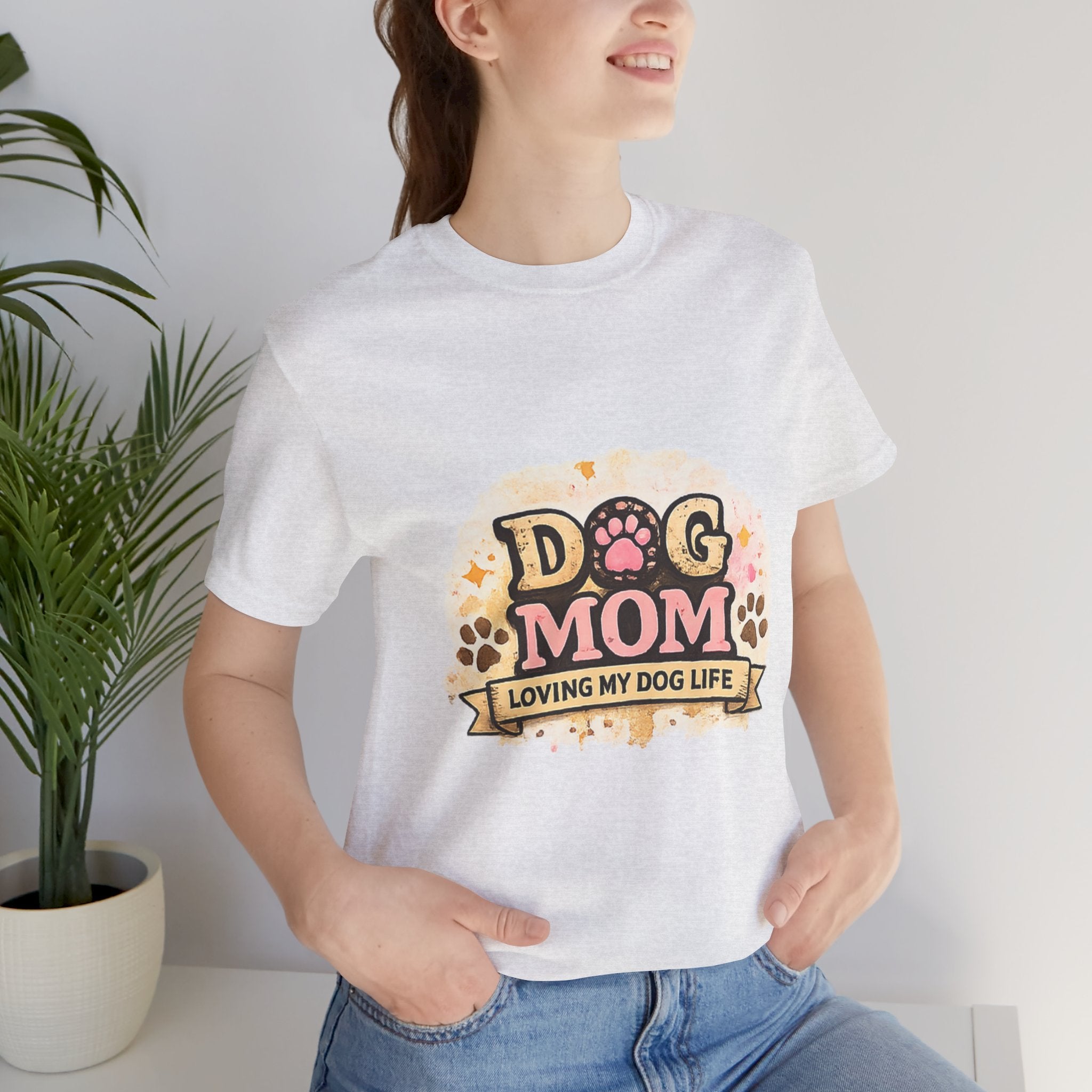 Dog Mom T-Shirt – "Loving My Dog Life" Cute Paw Print Tee for Pet Moms