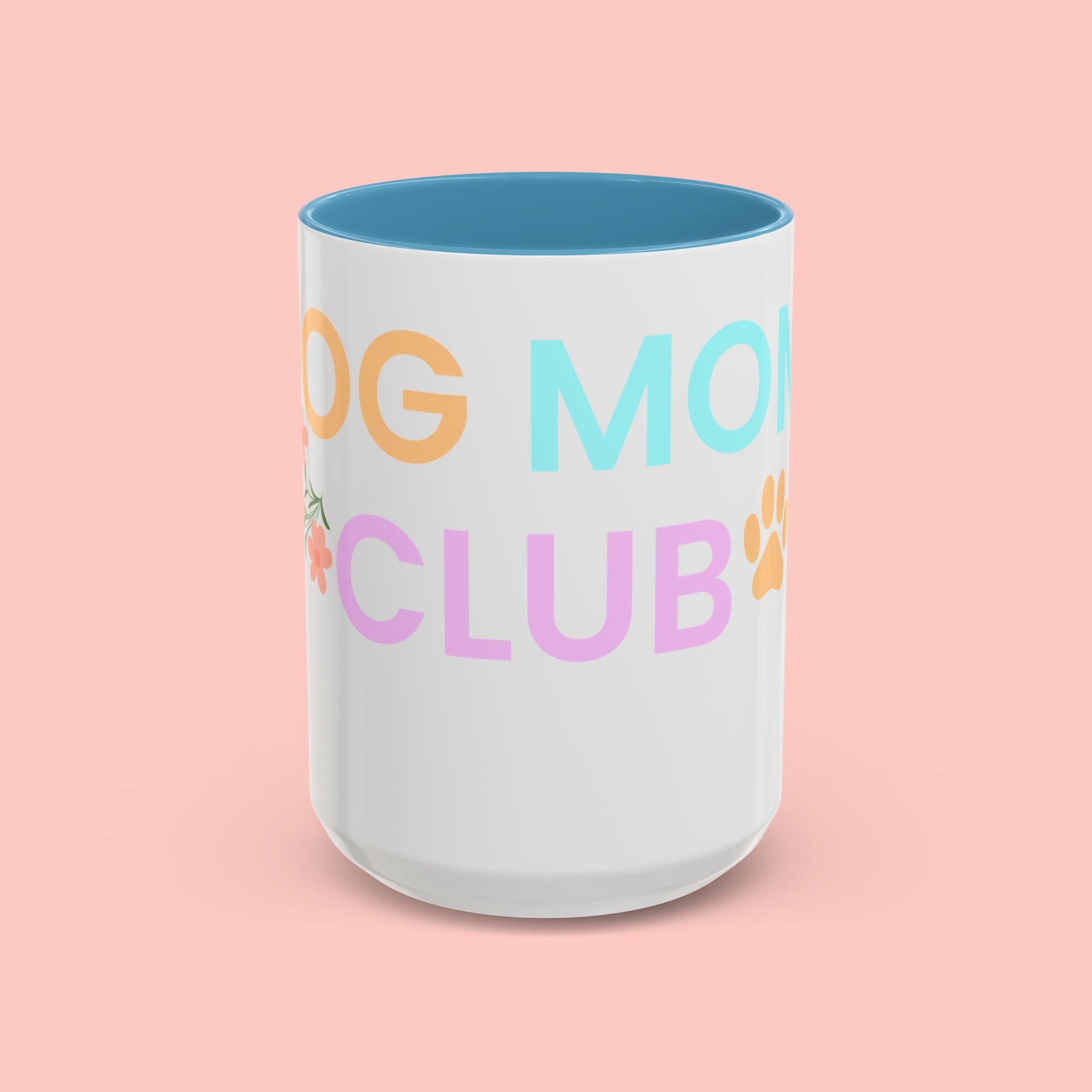 Dog Mom Club Accent Coffee Mug – Colorful Paw Print 11/15oz