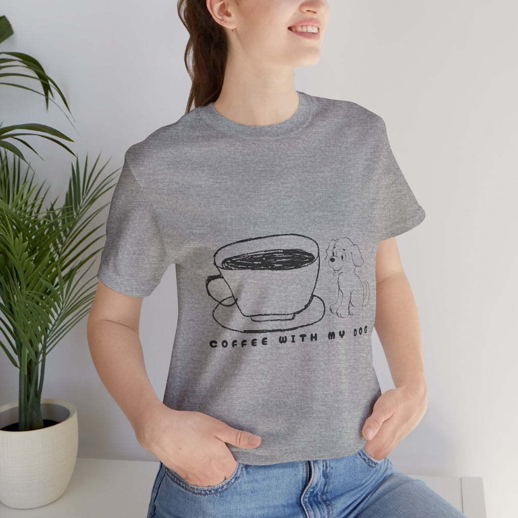 Coffee With My Dog T‑Shirt — Cute Minimalist Dog & Coffee Tee