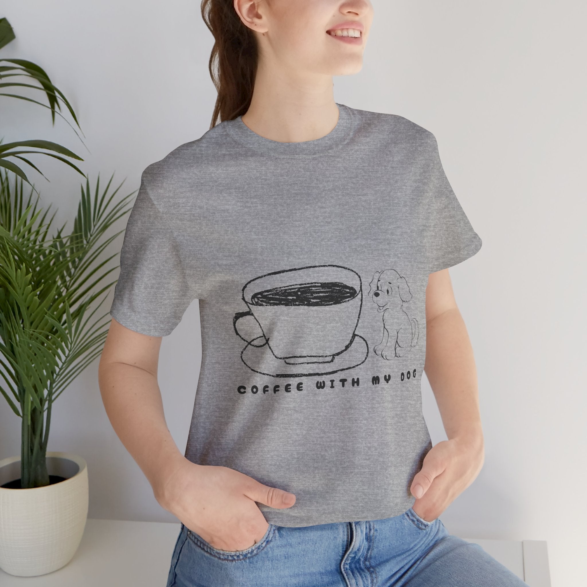 Coffee With My Dog T‑Shirt — Cute Minimalist Dog & Coffee Tee