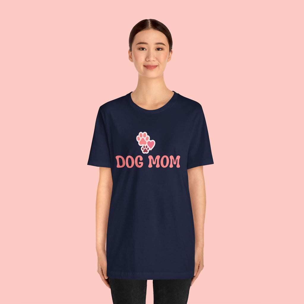 Dog Mom T-Shirt — Pink Paw Graphic Tee for Dog Lovers