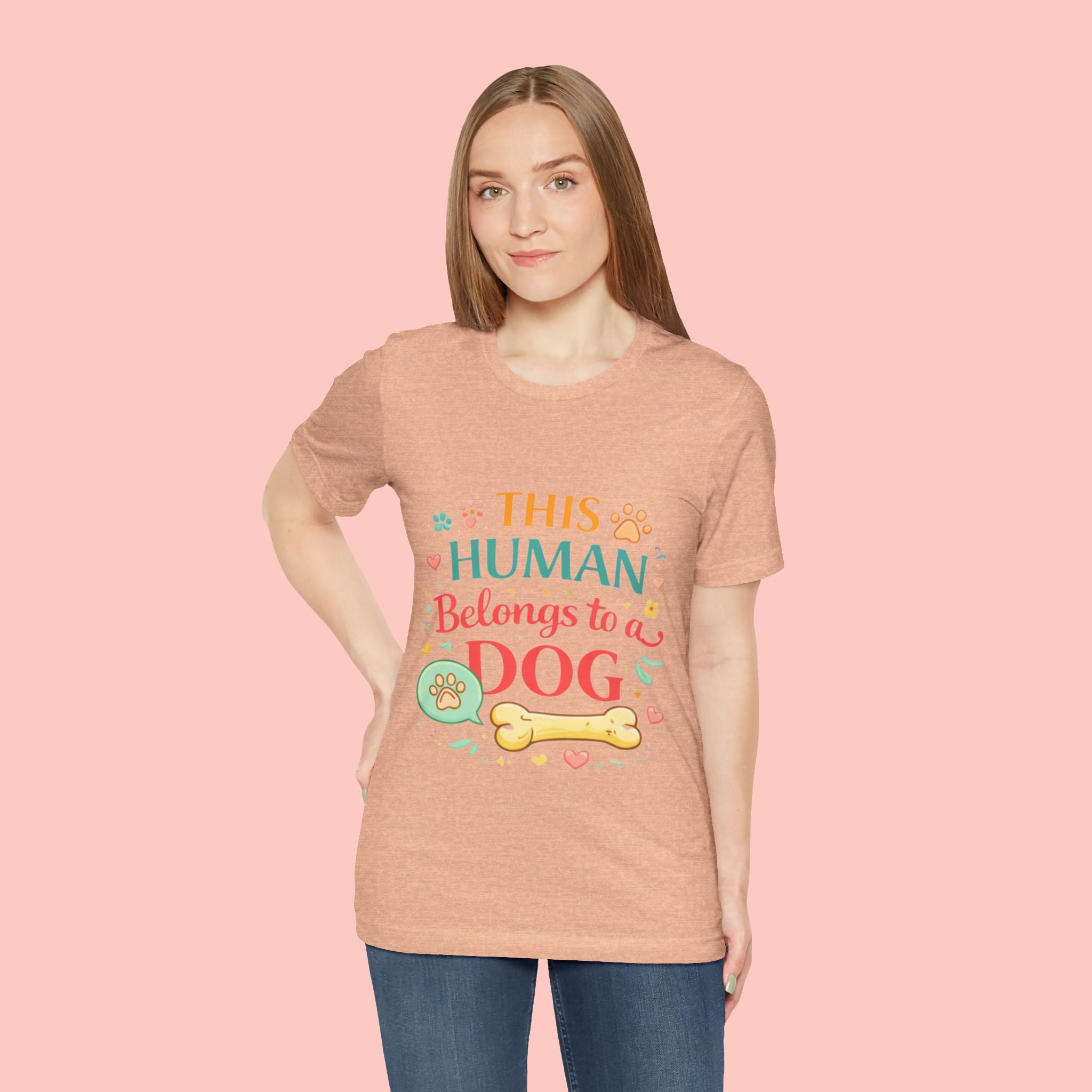 Dog Lover T-Shirt — "This Human Belongs to a Dog" Cute Paw Print Tee