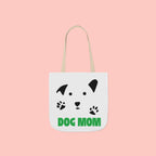Dog Mom Canvas Tote Bag — Cute Paw Print Dog Face Tote for Pet Lovers