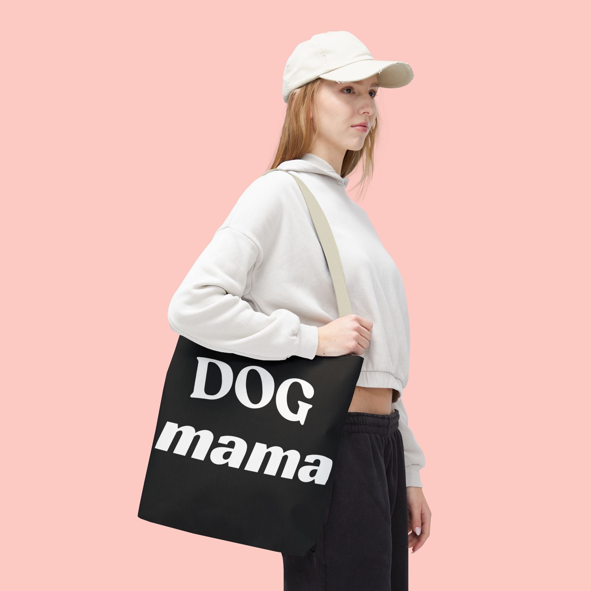 Dog Mama Tote Bag — Black Canvas Pet Lover Tote