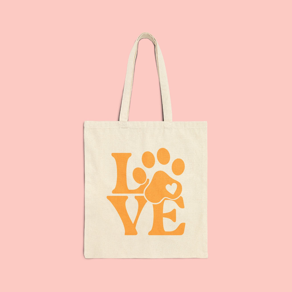 Love Paw Tote Bag — Cute Pet Lover Canvas Tote (LOVE with Paw Print)