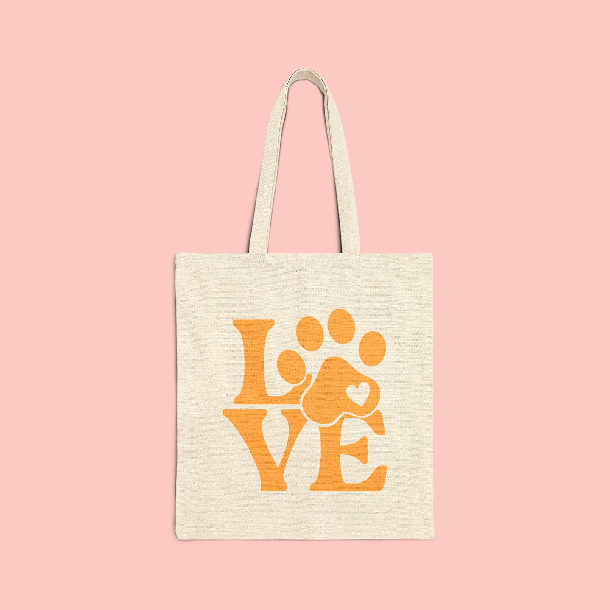 Love Paw Tote Bag — Cute Pet Lover Canvas Tote (LOVE with Paw Print)