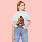 Dog Mom T-Shirt - Cute Woman Hugging Golden Retriever Tee