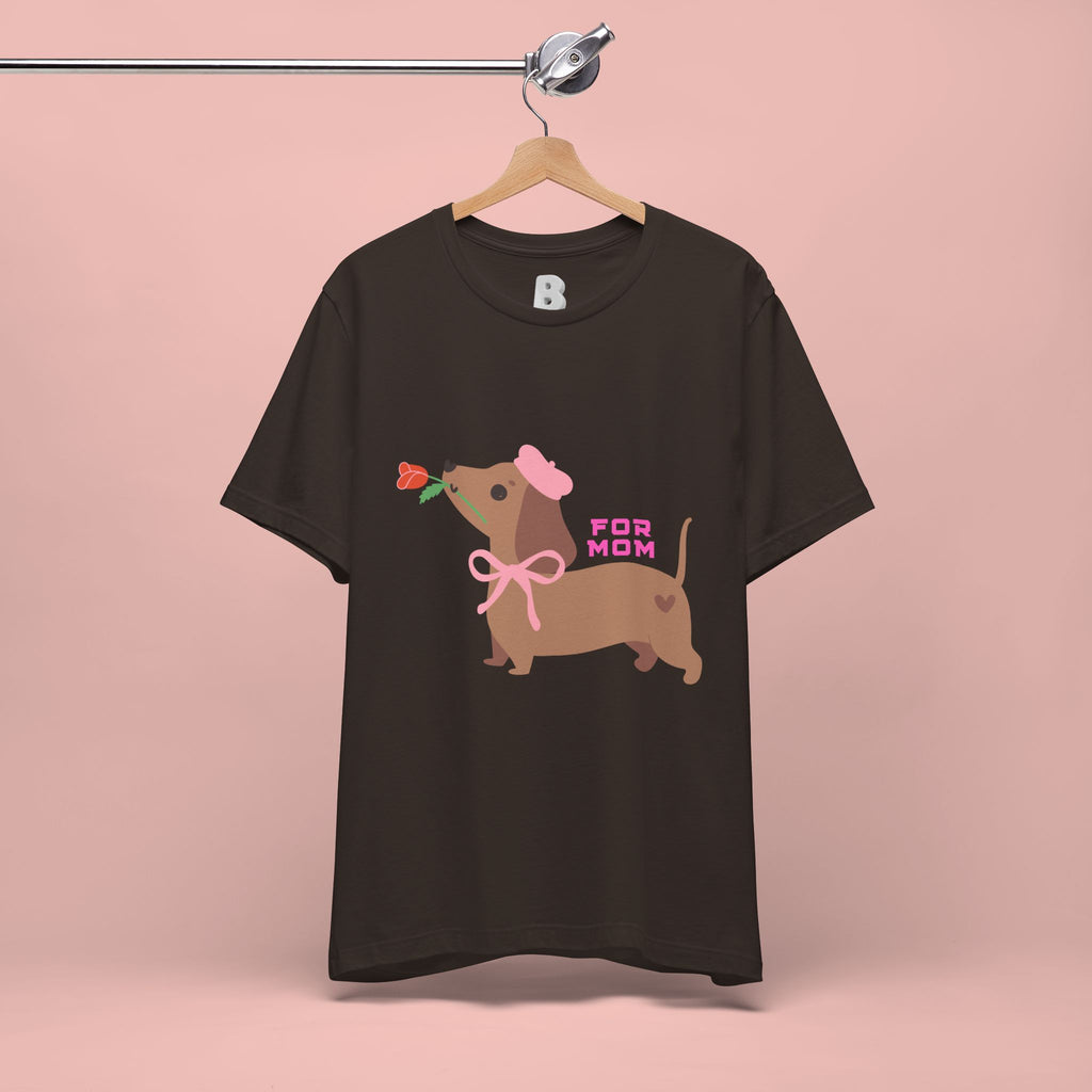 Mommy’s Dachshund Tee – Cute Dog with Rose “For Mom” Shirt