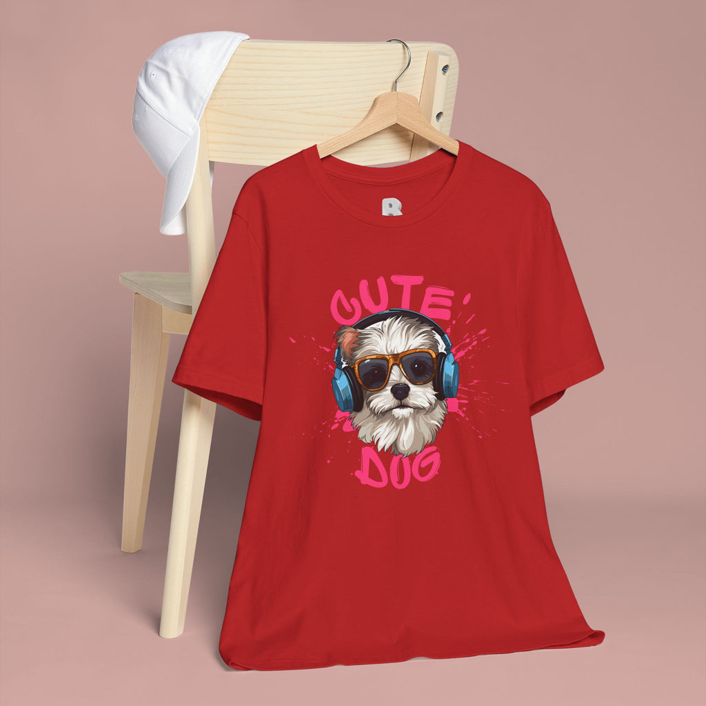 Cute Dog Tee — Headphones Puppy Graphic T-Shirt