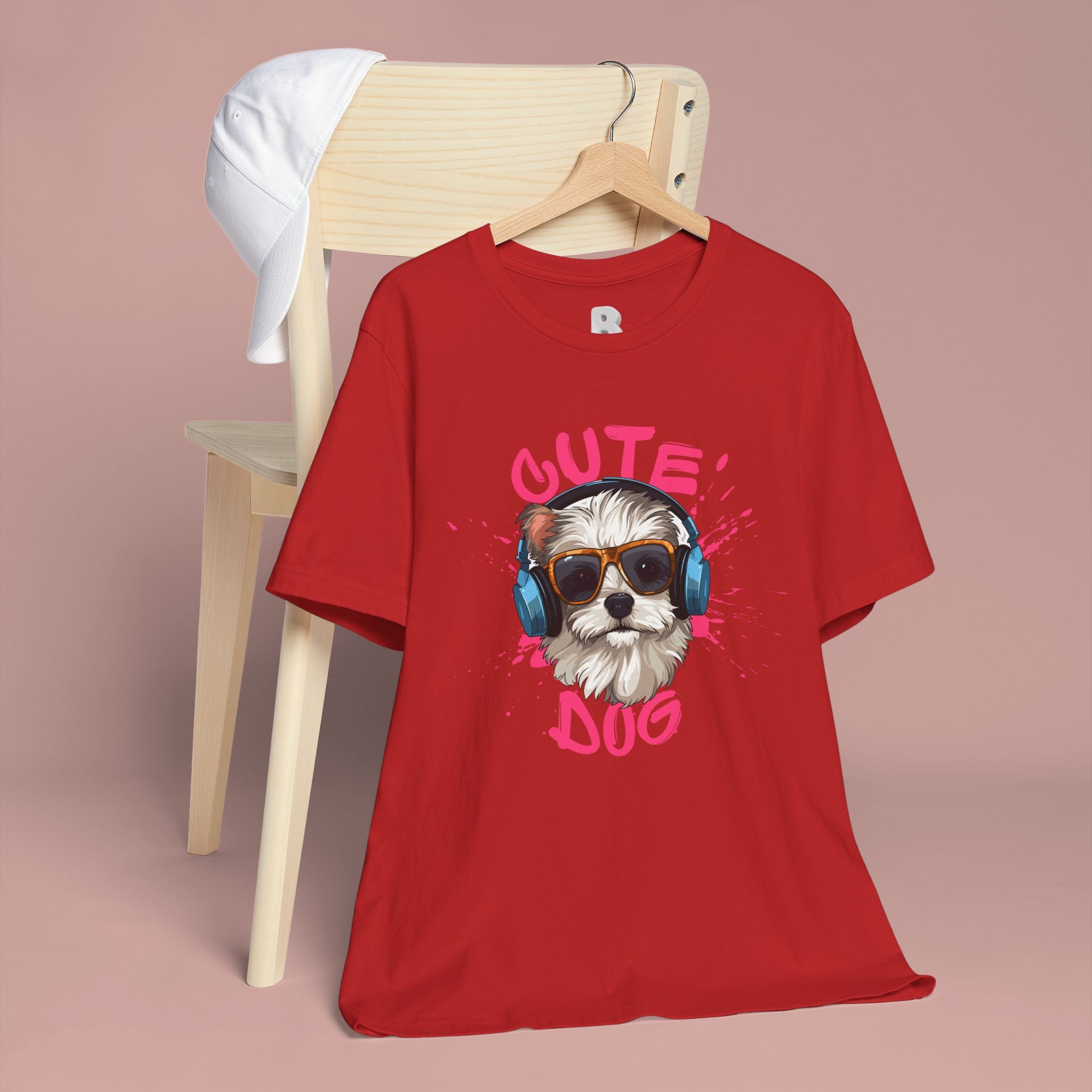 Cute Dog Tee — Headphones Puppy Graphic T-Shirt