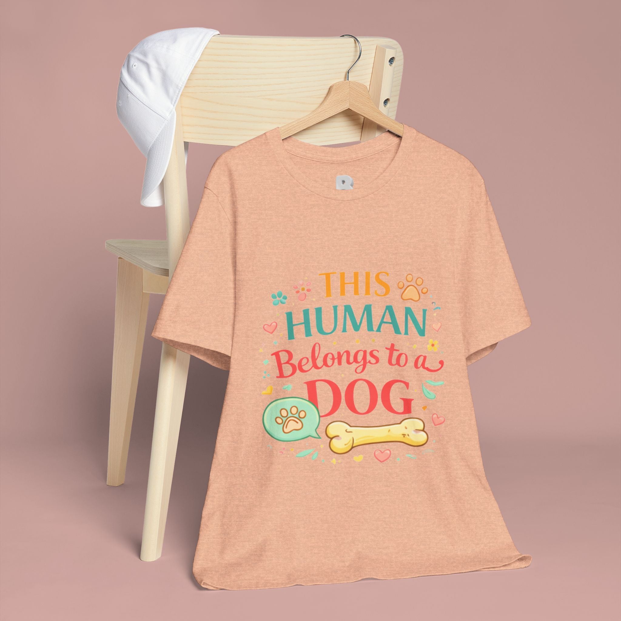 Dog Lover T-Shirt — "This Human Belongs to a Dog" Cute Paw Print Tee