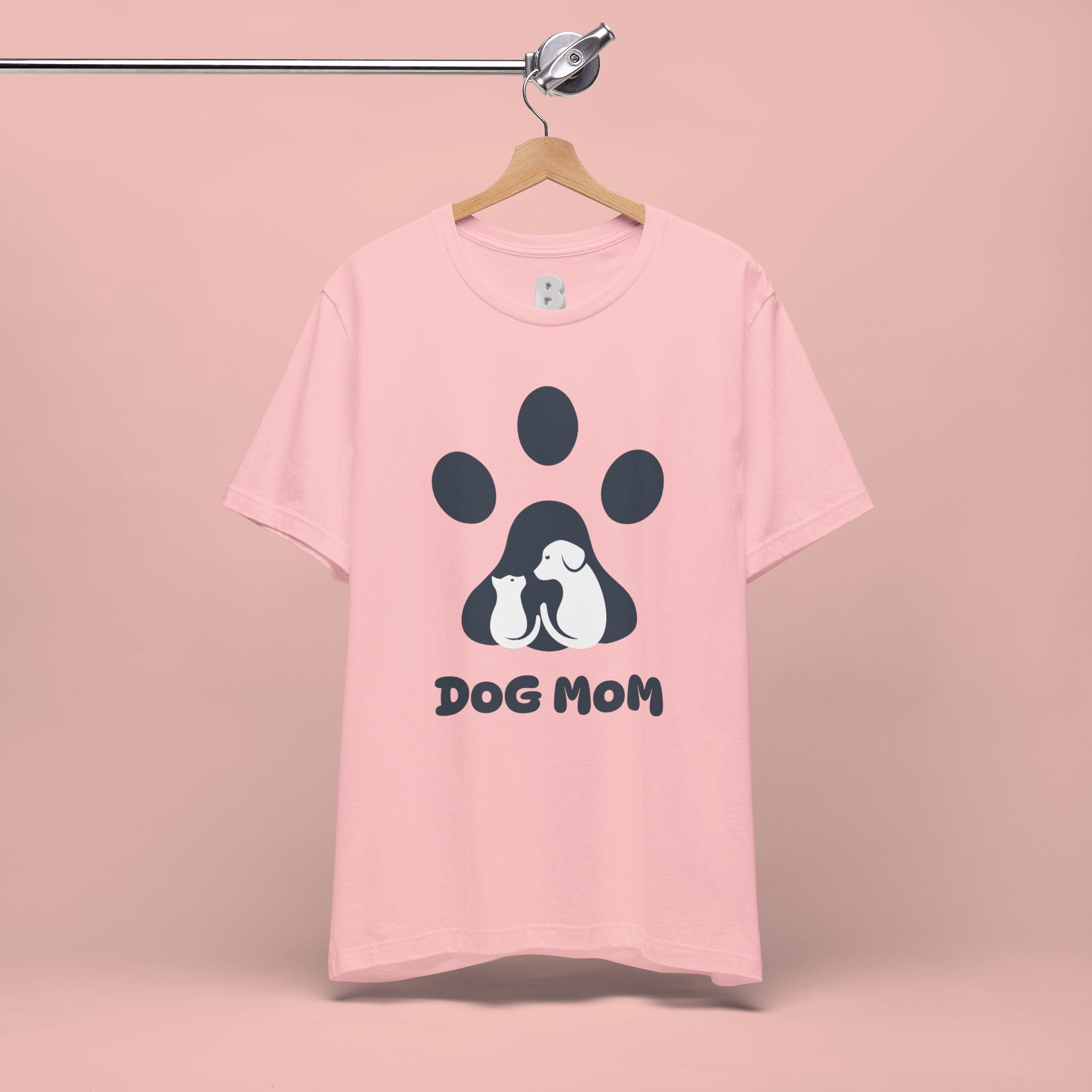Dog Mom T‑Shirt — Paw Print with Dog & Puppy Graphic