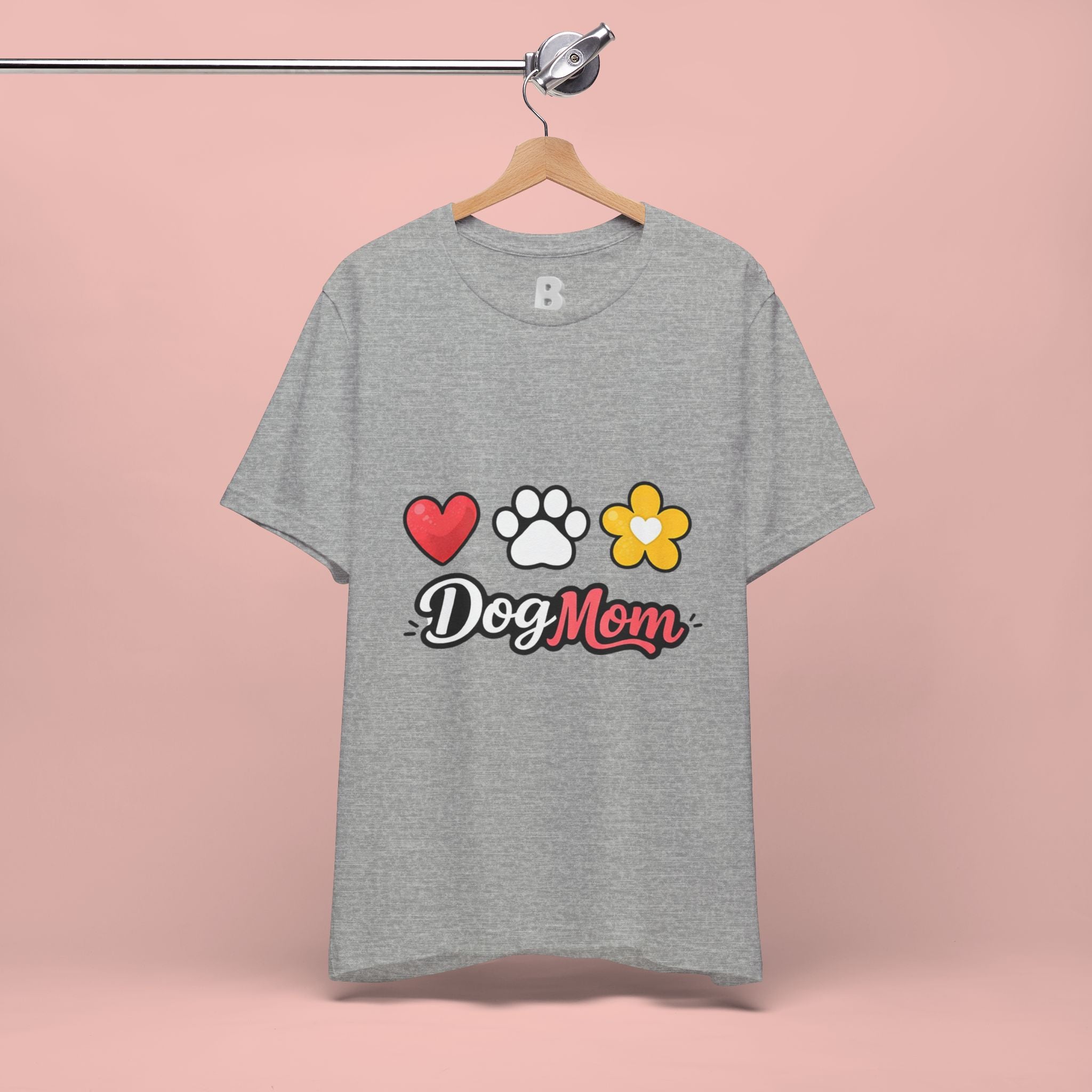 Dog Mom T-Shirt – Heart, Paw & Flower Graphic Tee