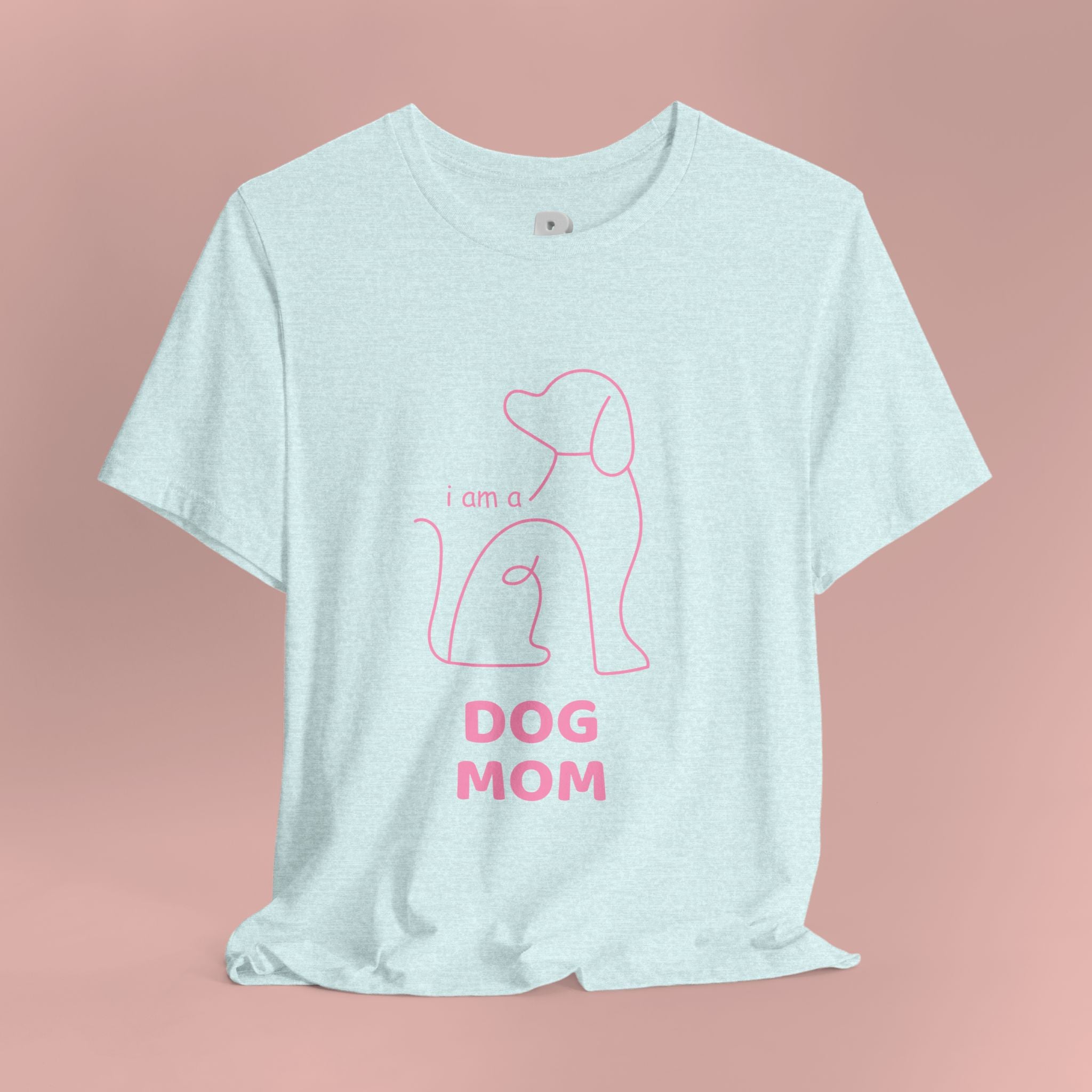 Dog Mom T‑Shirt – Minimal Pink Line Art Dog Tee