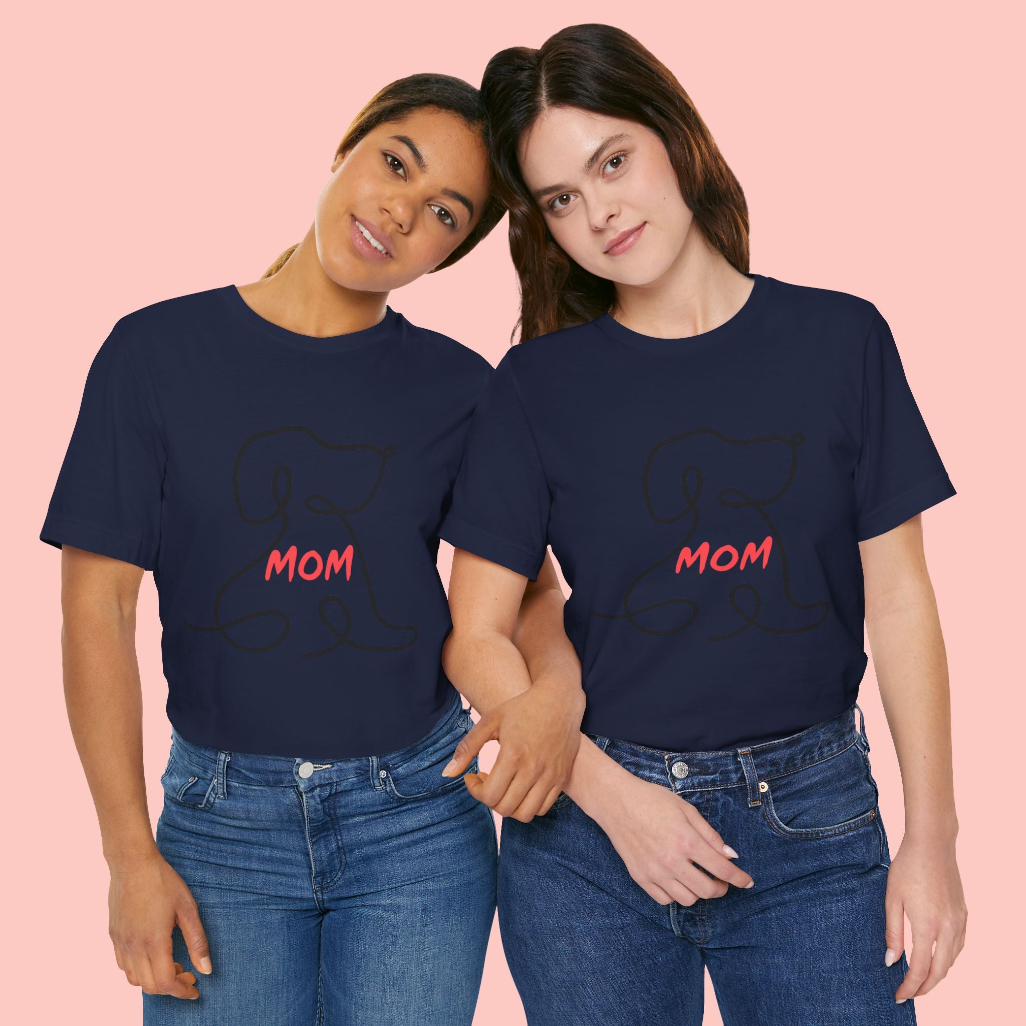 Mom Dog T-Shirt — Minimal Line Art Puppy Tee for Dog Moms, Mother's Day Gift