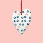 Bell Wooden Ornament with Paw Print & Bandage Pattern — Pet Memorial Holiday Decoration