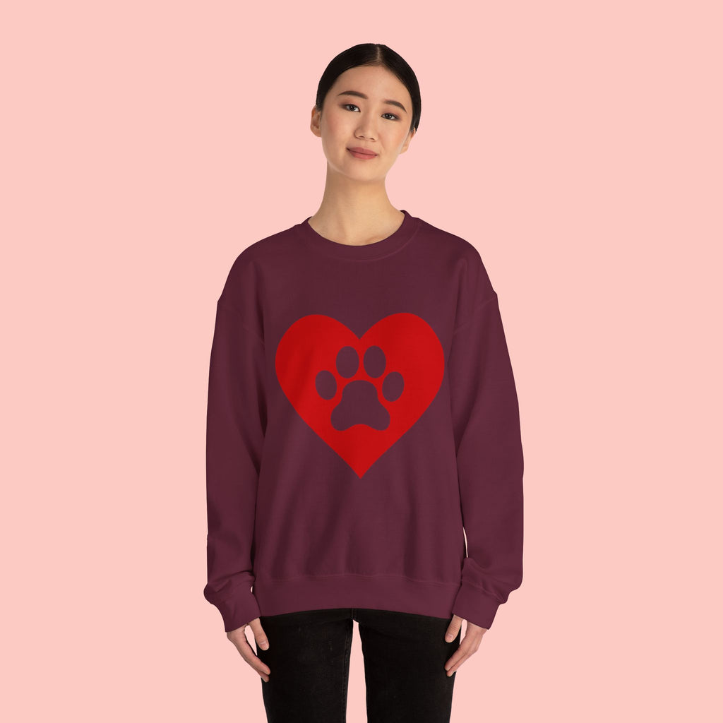 Heart Paw Crewneck Sweatshirt — Cute Pet Lover Pullover