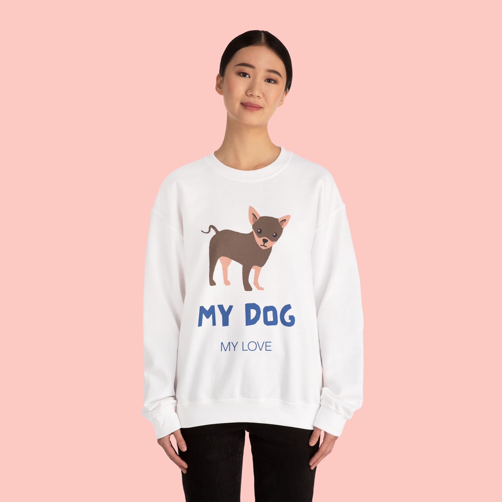 Dog Lover Crewneck Sweatshirt – 'My Dog My Love' Cute Chihuahua Graphic