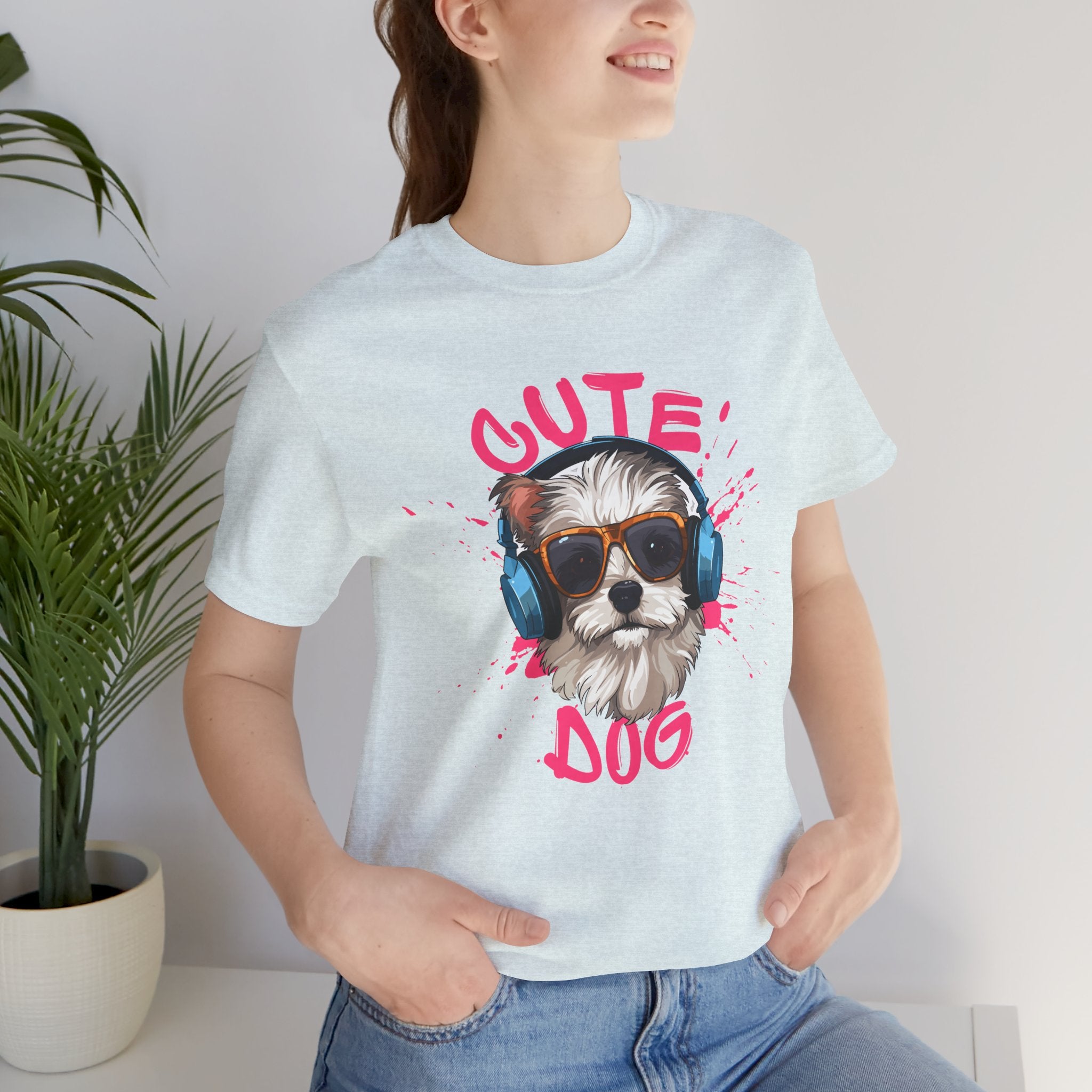 Cute Dog Tee — Headphones Puppy Graphic T-Shirt