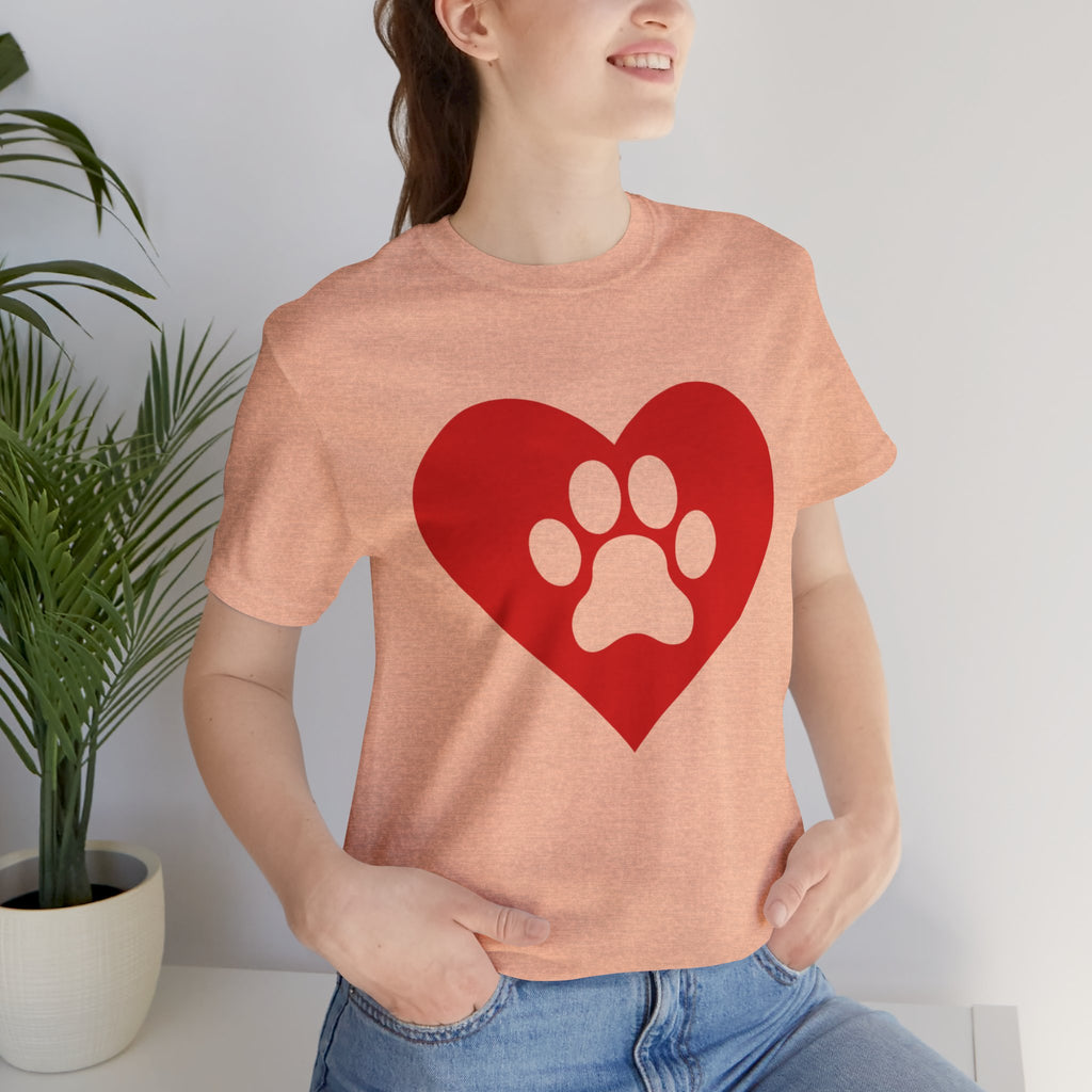 Pet Lover T-Shirt — Red Heart Paw Print Tee