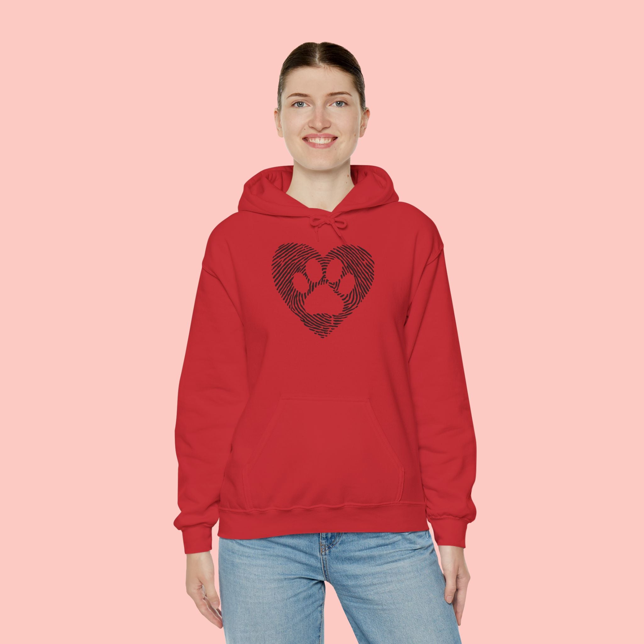 Heart Paw Print Hoodie — Dog Lover Heart Paw Graphic Sweatshirt