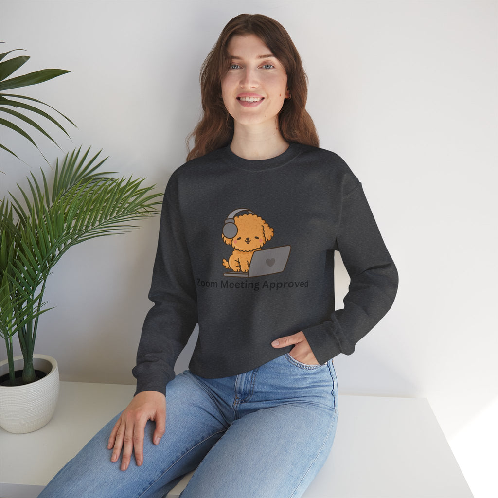 Crewneck Sweatshirt - Cute Puppy "Zoom Meeting Approved" Graphic