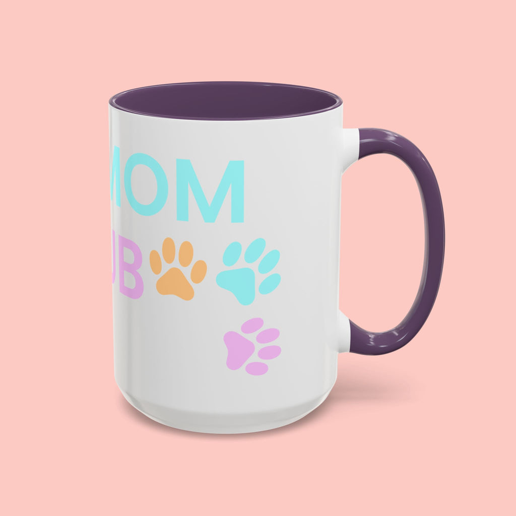 Dog Mom Club Accent Coffee Mug – Colorful Paw Print 11/15oz