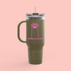 40oz Insulated Travel Mug — 'Groovy Mom' Pink Retro Design
