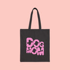 Dog Mom Canvas Tote Bag — Pink Retro Graphic Cotton Shopper for Pet Lovers