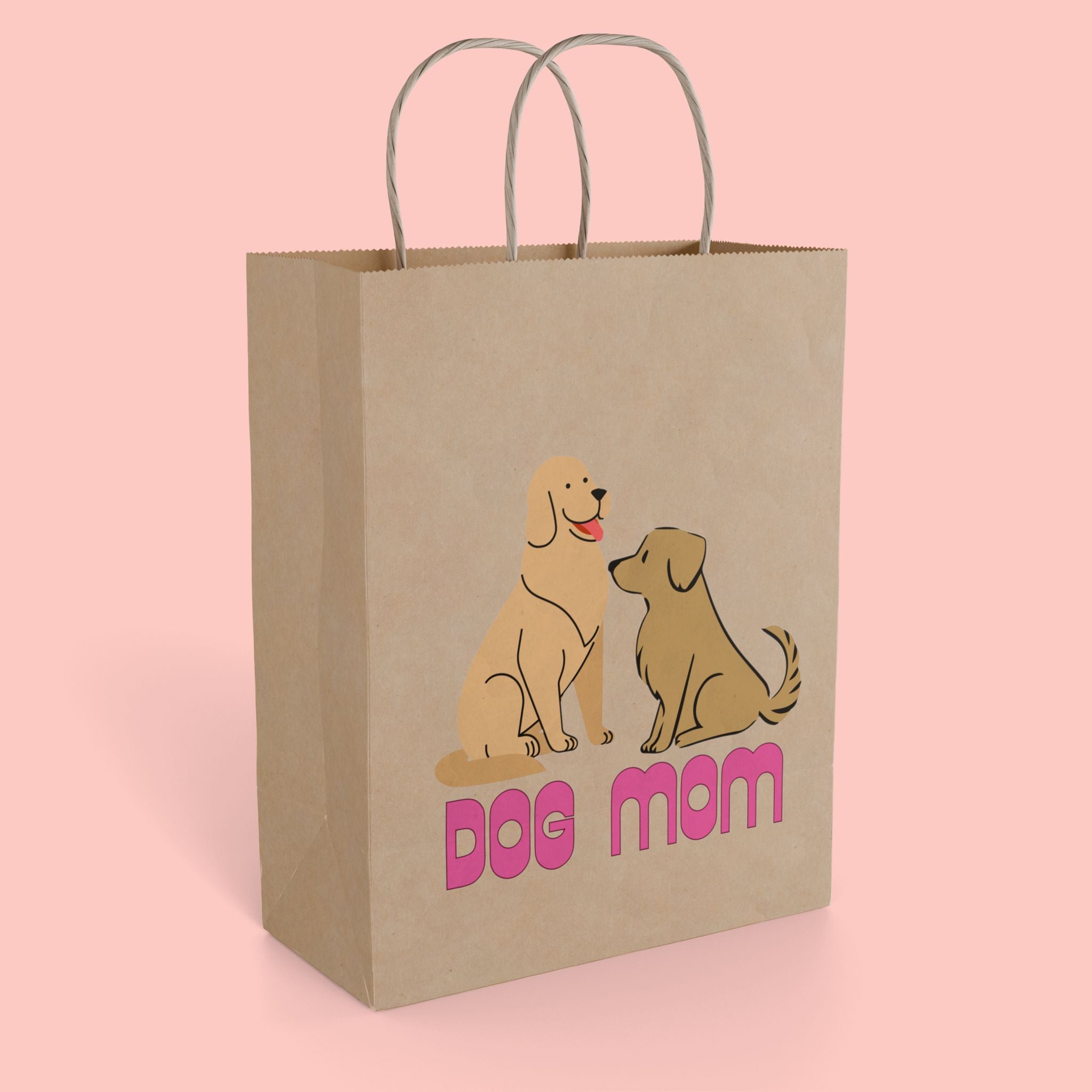 Dog Mom Paper Gift Bag — Cute Dog Illustration Gift Sack for Pet Lovers