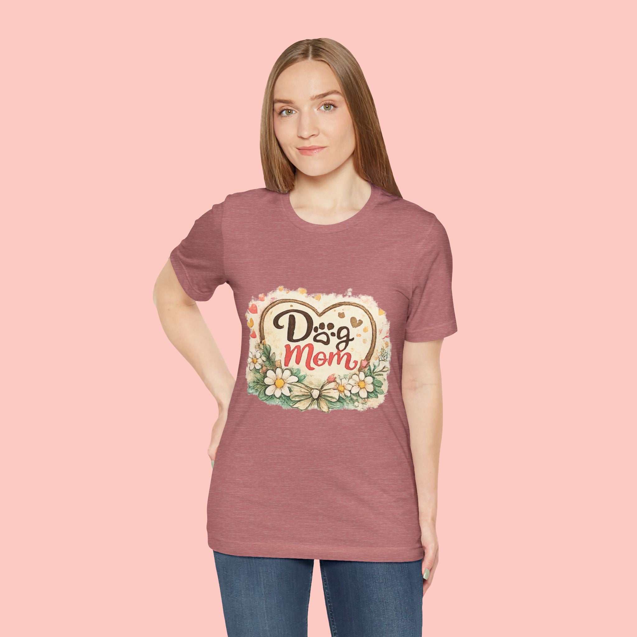 Dog Mom T-Shirt – Floral Heart Paw Design