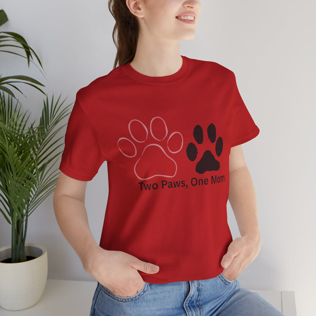 Two Paws, One Mom T-Shirt – Cute Dog Mom Paw Print Tee