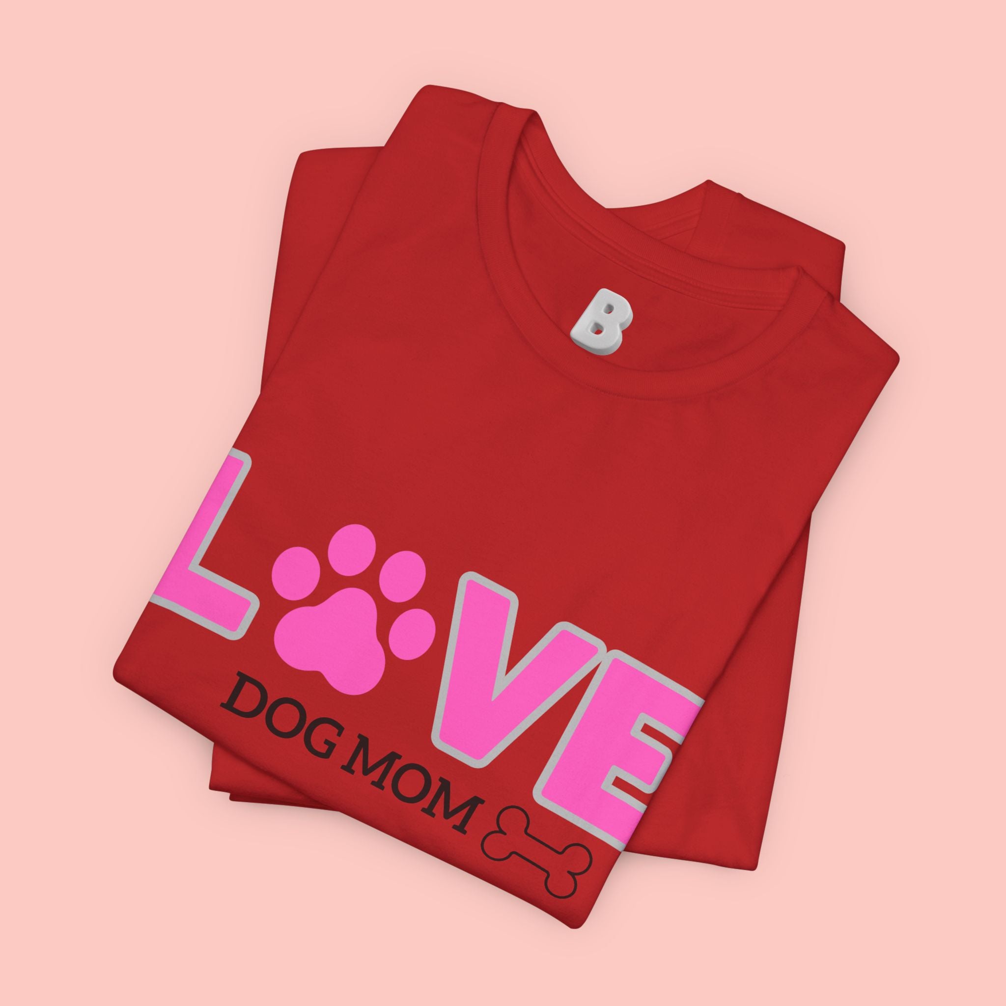 Love Dog Mom T-Shirt — Pink Paw Graphic Tee