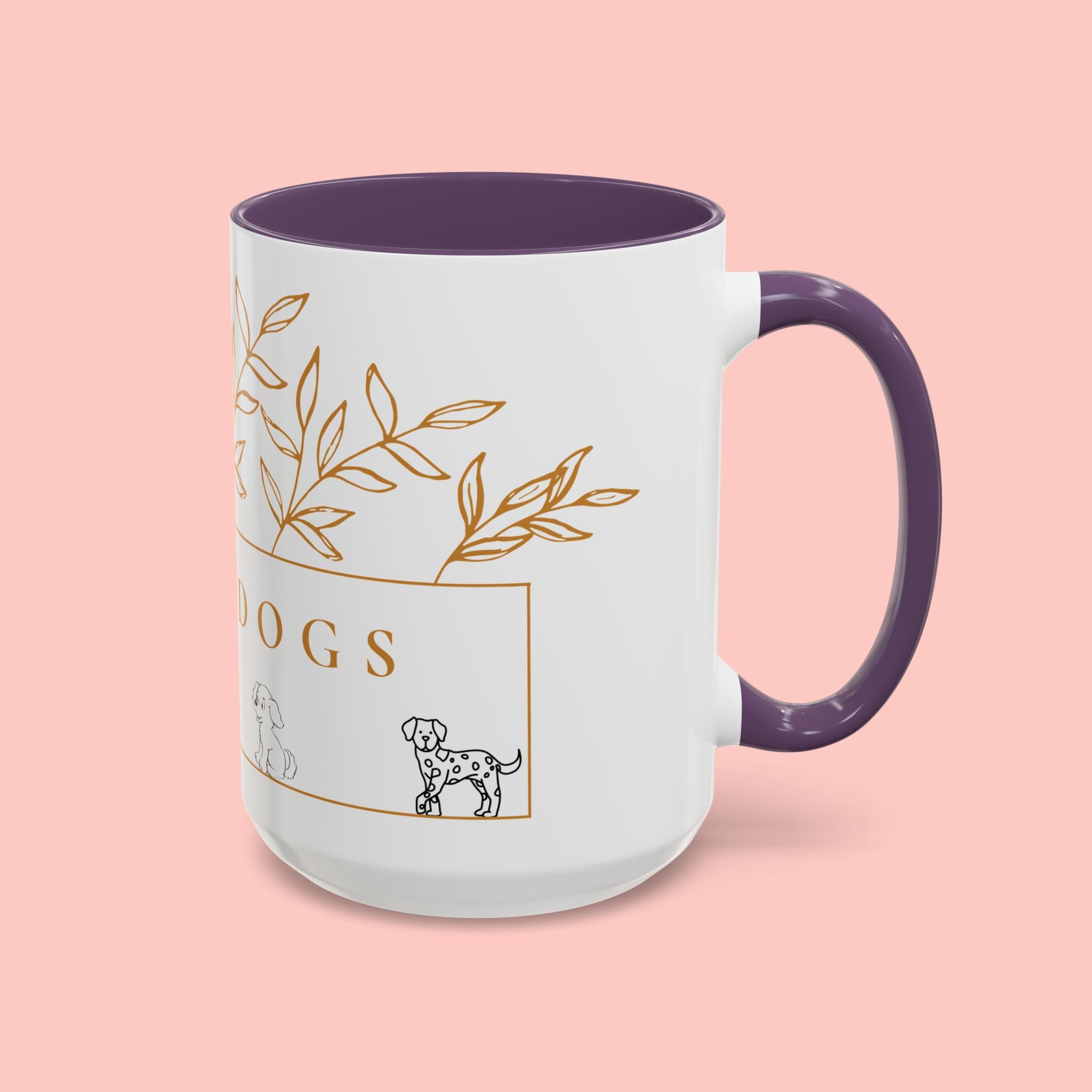 I Love Dogs Accent Coffee Mug — Gold Leaf Dog Lover Ceramic Mug (11oz & 15oz)