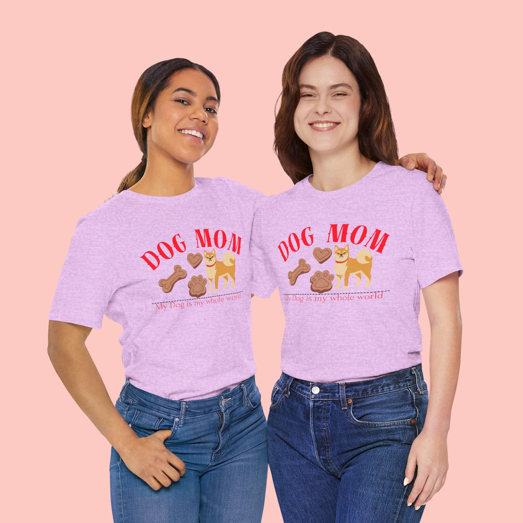 Dog Mom T-Shirt — Cute Shiba & Treats “My Dog Is My Whole World” Tee