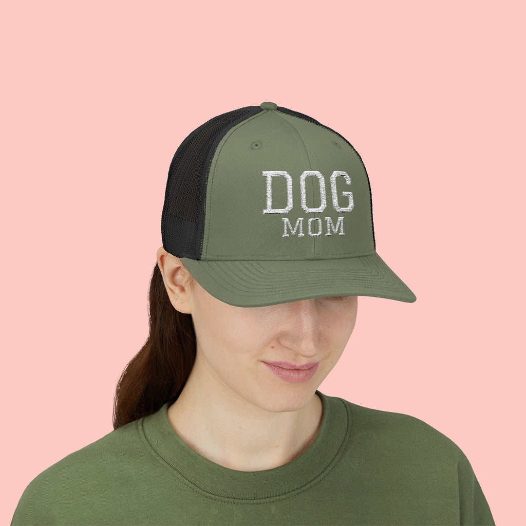 Dog Mom Trucker Cap — Rhinestone Lettering Snapback Hat
