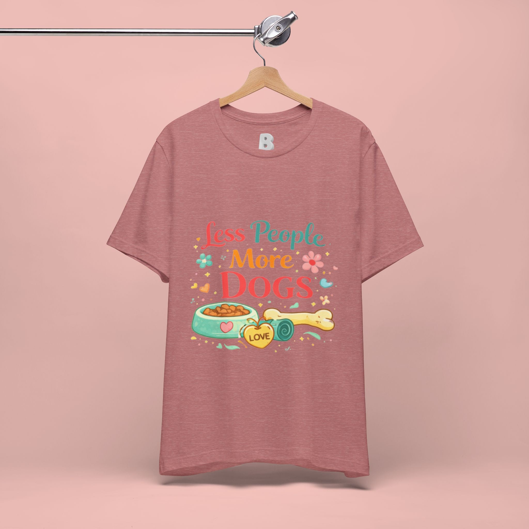 Less People More Dogs T-Shirt – Cute Dog Bowl & Bone Graphic Tee