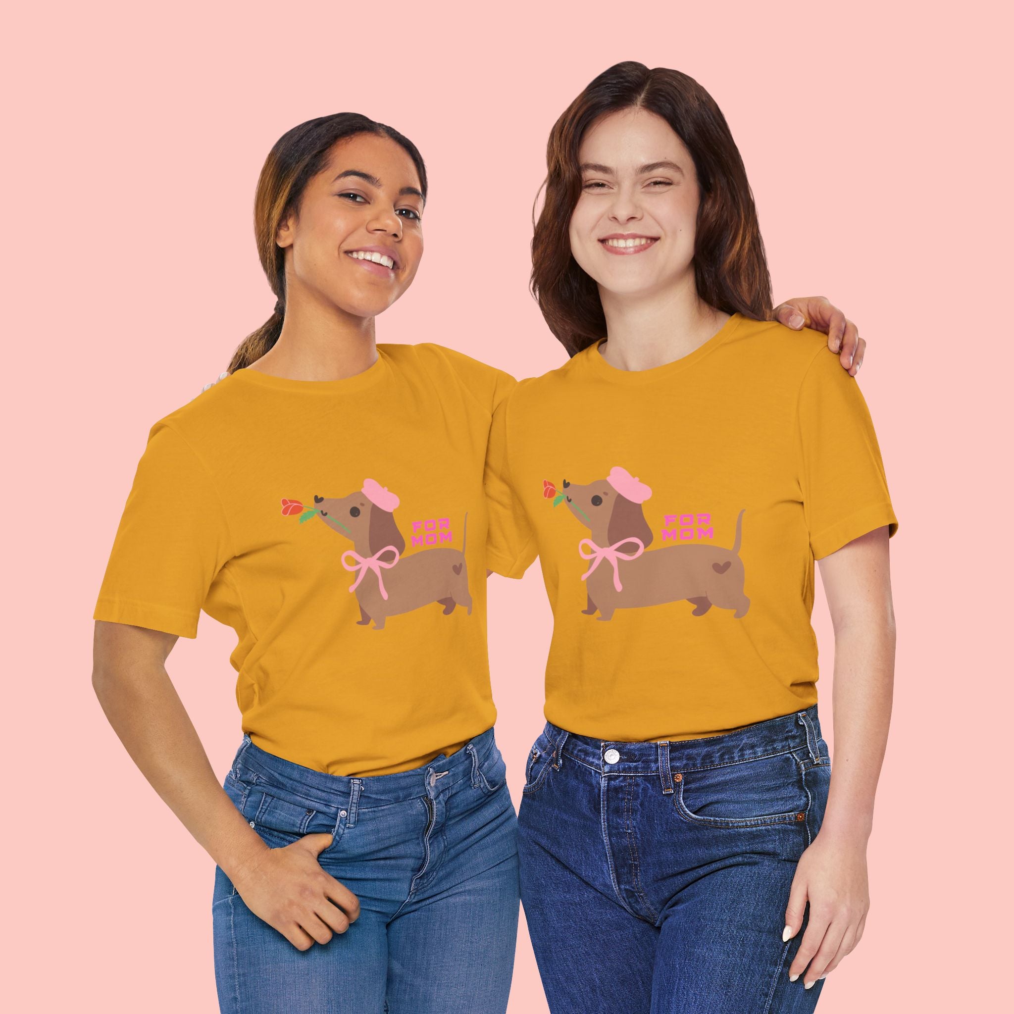 Mommy’s Dachshund Tee – Cute Dog with Rose “For Mom” Shirt