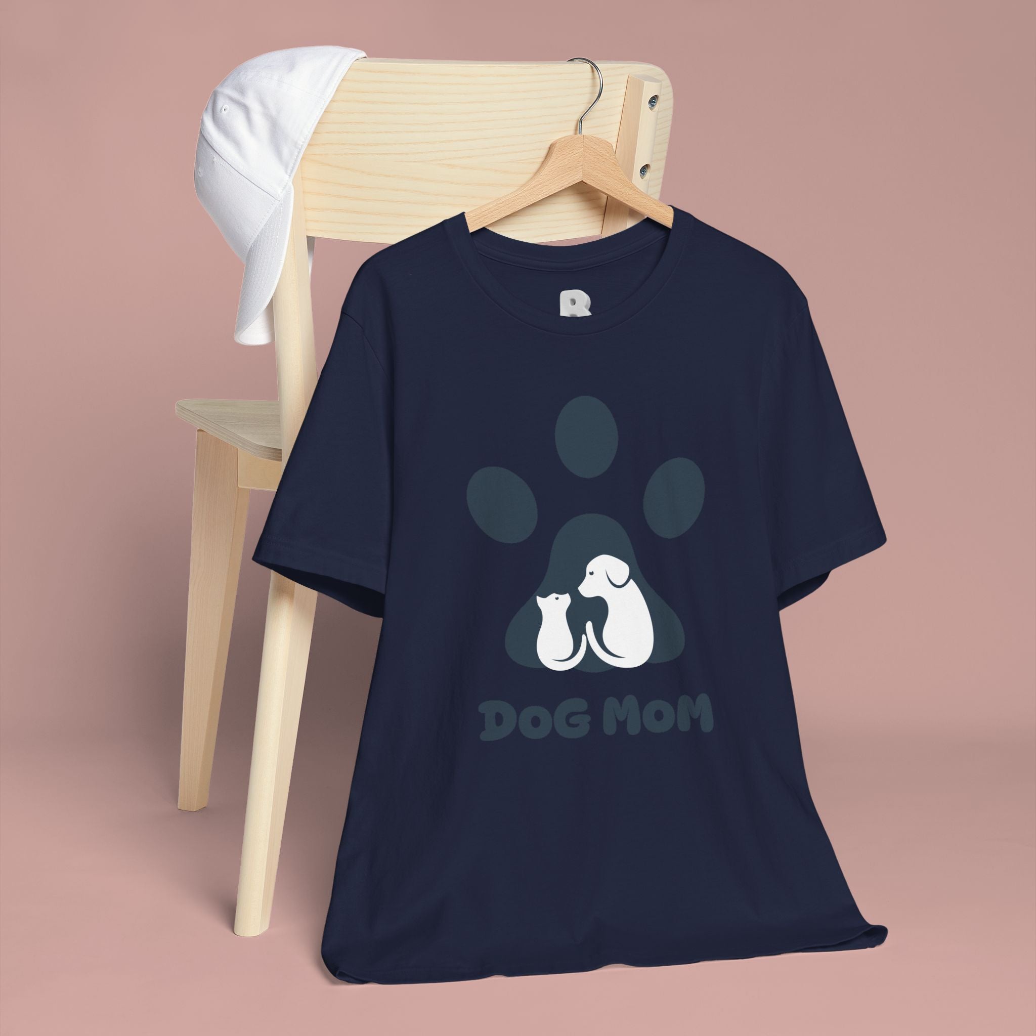 Dog Mom T‑Shirt — Paw Print with Dog & Puppy Graphic