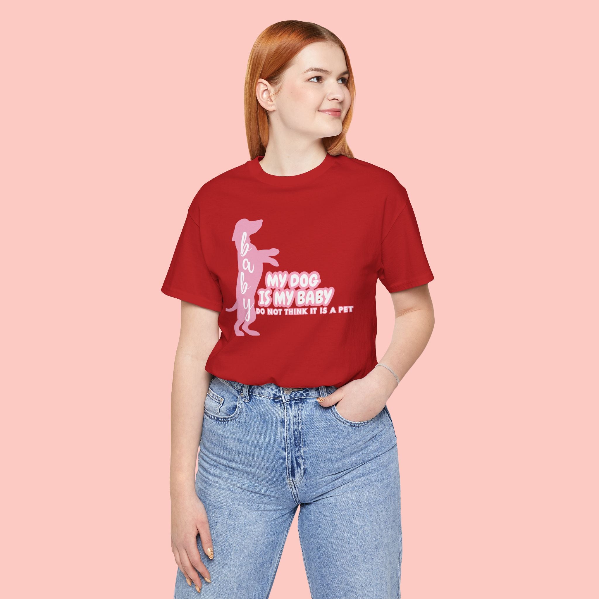 T-Shirt — "My Dog Is My Baby" Pink Dachshund Tee