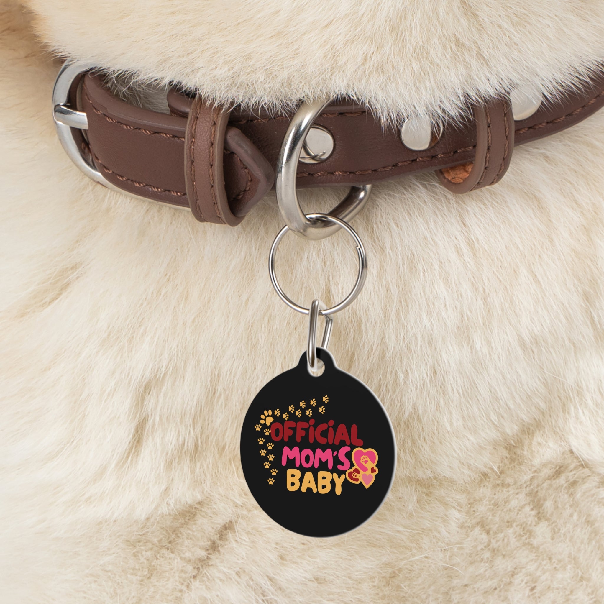 Official Mom's Baby Pet Tag — Cute Paw Print Dog/Cat ID Tag