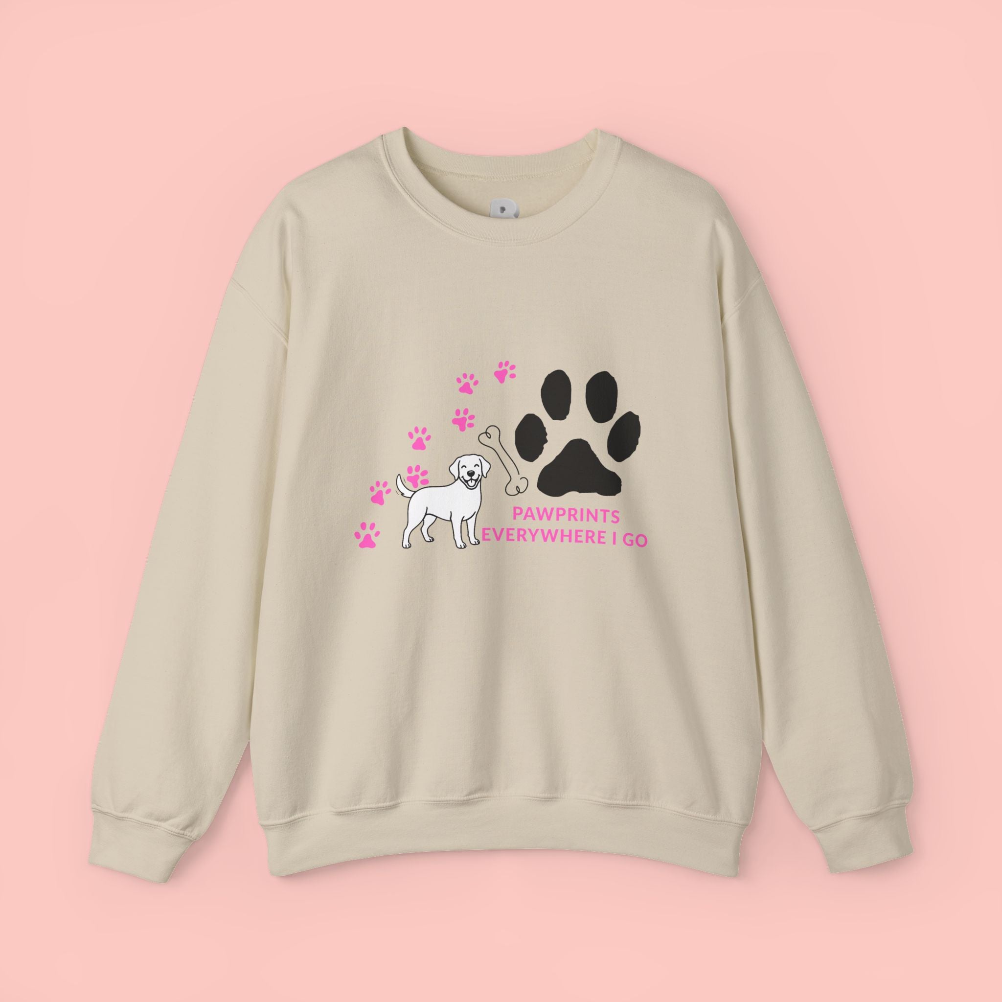 Crewneck Sweatshirt — "Pawprints Everywhere I Go" Dog Lover Graphic