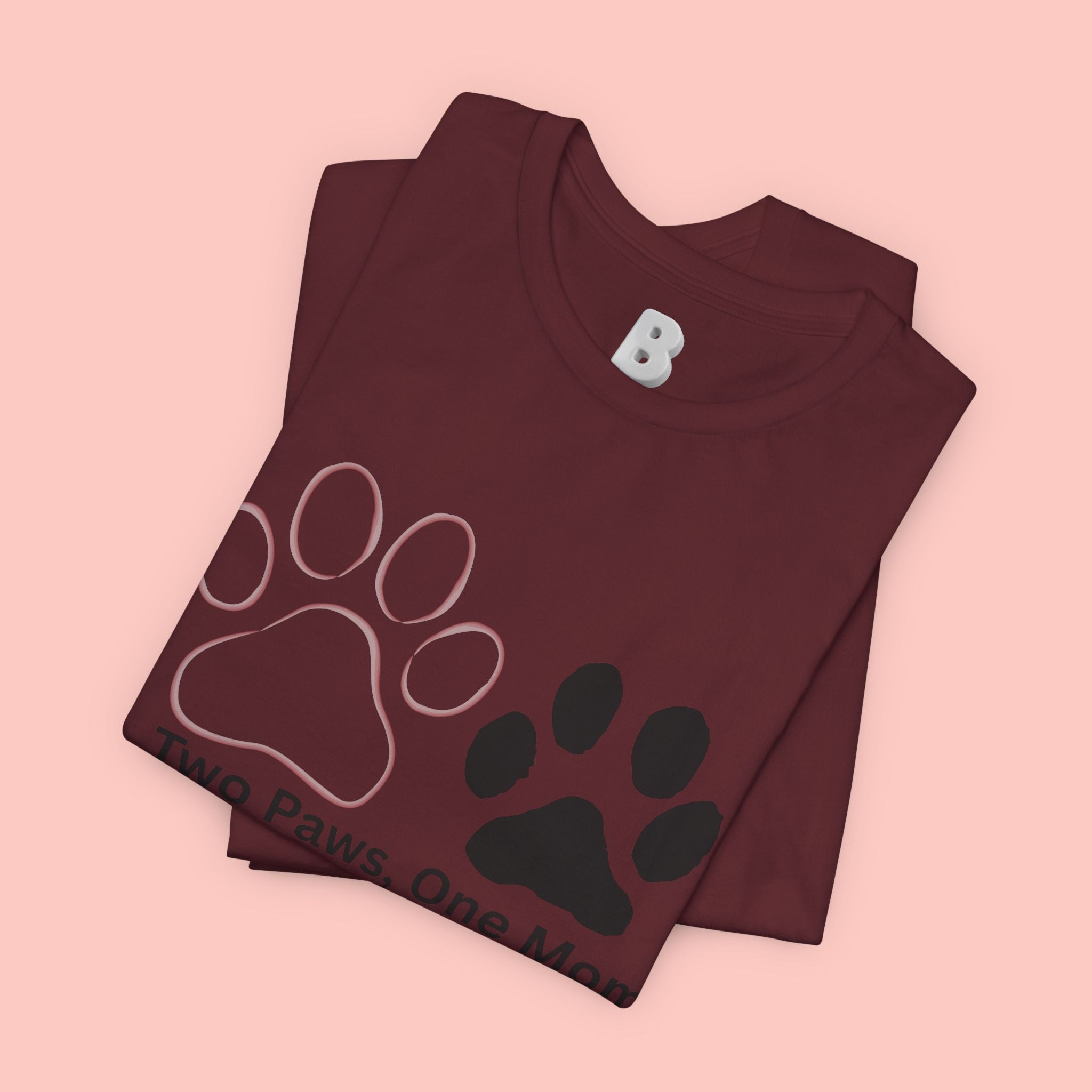 Two Paws, One Mom T-Shirt – Cute Dog Mom Paw Print Tee