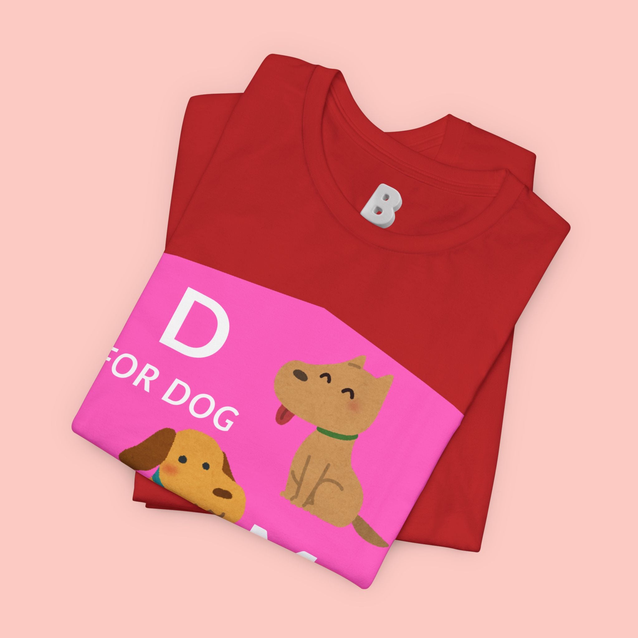 Dog Mom T-Shirt — Cute Pink "D for Dog, M for Mom" Graphic Tee
